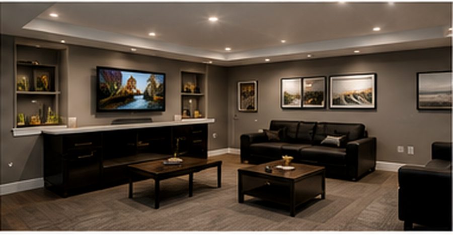 Basement remodeling project in Gaithersburg, MD - Media & guest suite